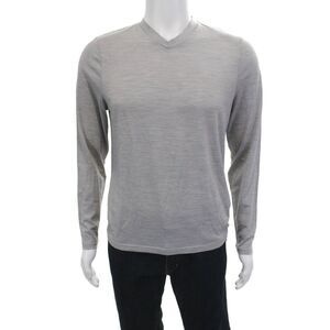 Naadam Mens V-Neck Long Sleeve Gray Wool Blend Tee Size S